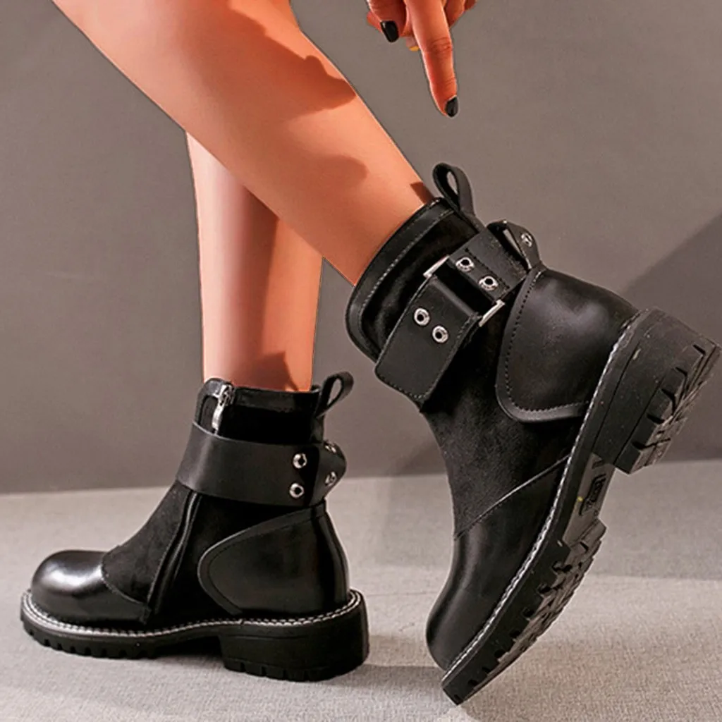 Модные кроссовки женские ботильоны Сезон Зима обувь на платформе с ремешком и