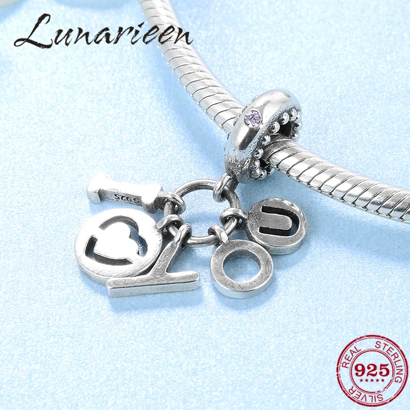 Я люблю тебя 925 пробы серебряные подвески тонкой Подвески Бусины подходят к