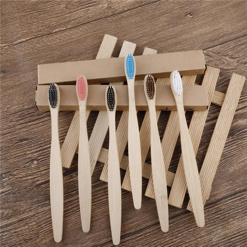 10 видов цветов портативная мягкая Экологически чистая деревянная зубная щетка с