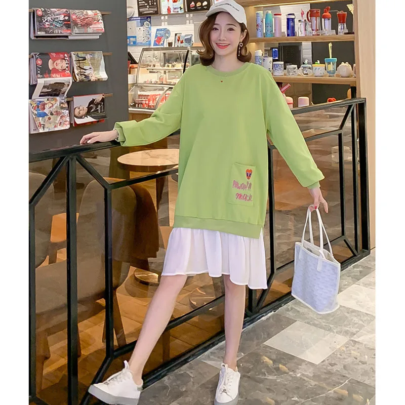 Вышитая карманная Одежда для беременных Платья женщин ежедневные осенне-зимние