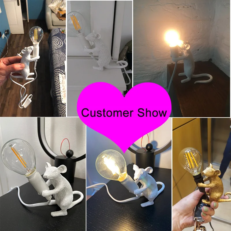 

Postmodern Resin Animal Rat Mouse Table Lamp Small Mini Mouse Cute LED Night Lights Home Decor Desk Lights Seletti Bedside Lamp