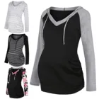 Зимние теплые средства ухода за кожей В Полоску Толстовки с капюшоном, верхняя одежда для женщин, топы с цветочным рисунком и с длинным рукавом пуловер при грудном вскармливании для беременных Одежда для кормящих