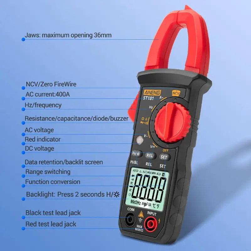 

Digital Clamp Meter Current 4000 Counts Multimeter Ammeter Voltage Tester ST181 G88B
