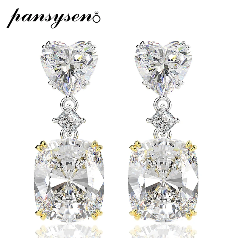 Женские серьги подвески из серебра 925 пробы с муассанитом|Серьги-подвески| |