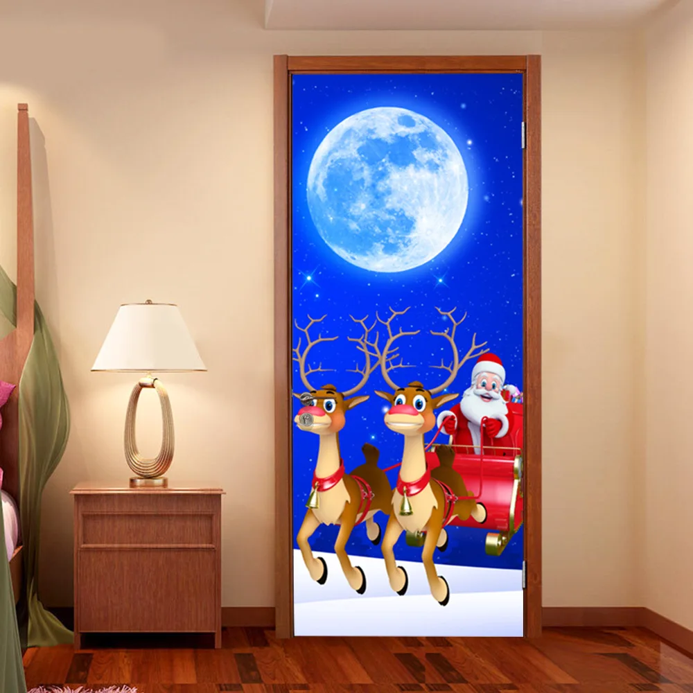 

SMT038 Christmas happy new year Santa Claus deer Christmas outdoor decoration sticker 77cm*200cm