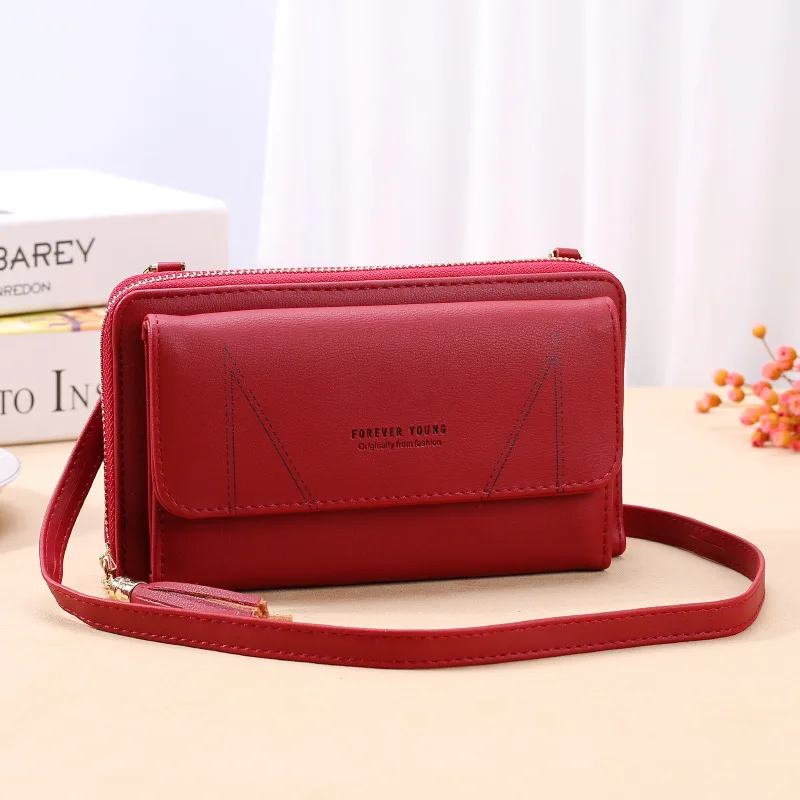 

New Style Women's Messenger Bag Korean Pure Color Kitty Bag Large Capacity Multi Card Seat Lady Diagonal Wallet