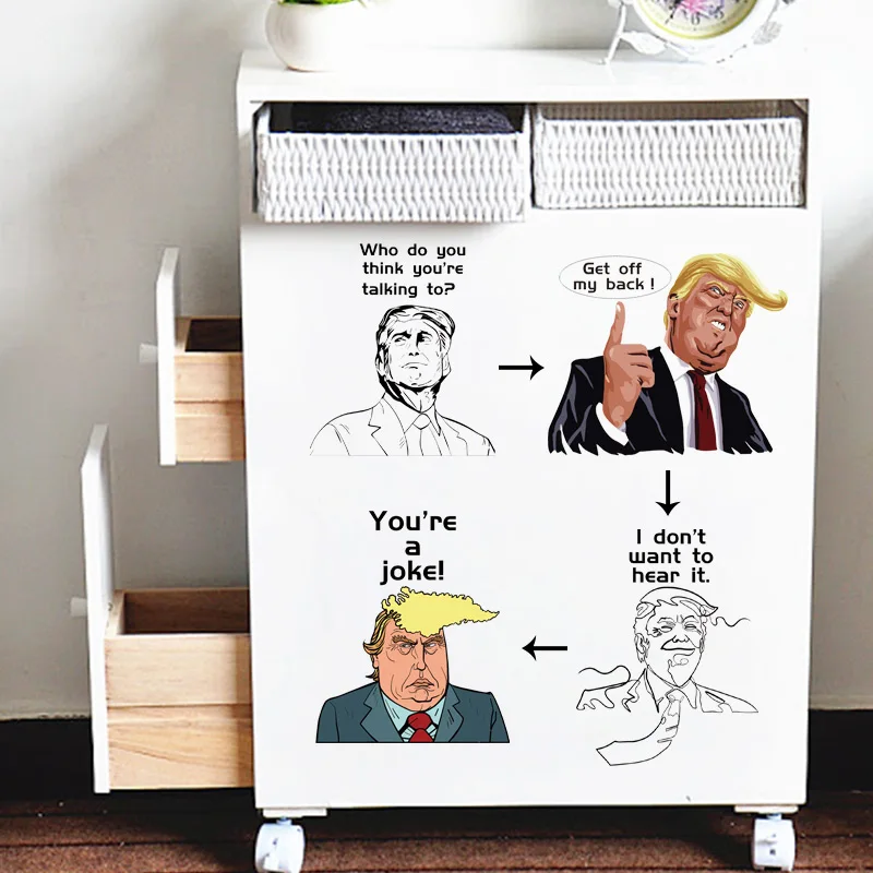 Съемные Наклейки на унитаз с юмористическим мультяшным изображением Трампа