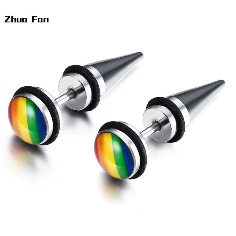 Mprainbow серьги для мужчин радужные цвета из нержавеющей стали геев 1 пара модные