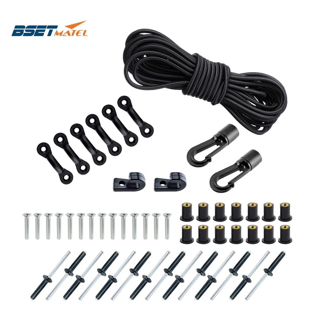 

Marine Products Expanded Deck Rigging Kit Accessory Elastic Rope Bungee Nylon C and J Buckle for Kayaks Canoes Boat Accessories