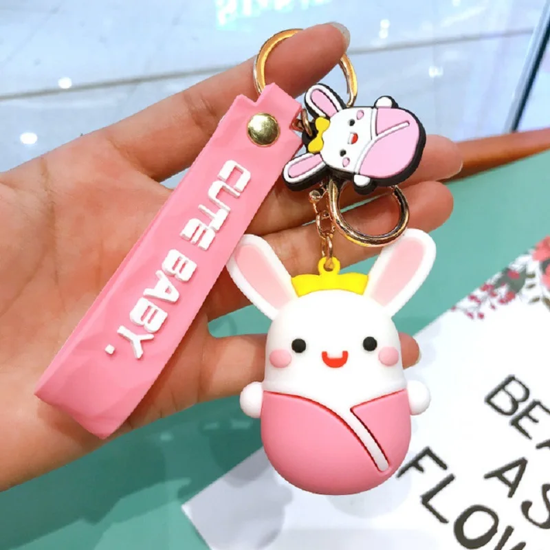 

Cute Long Eared Rabbit Keychains Accessories Cartoon Rabbit Key Chains With Hat Lovers Doll Bag Mobile Phone Pendant Key Rings