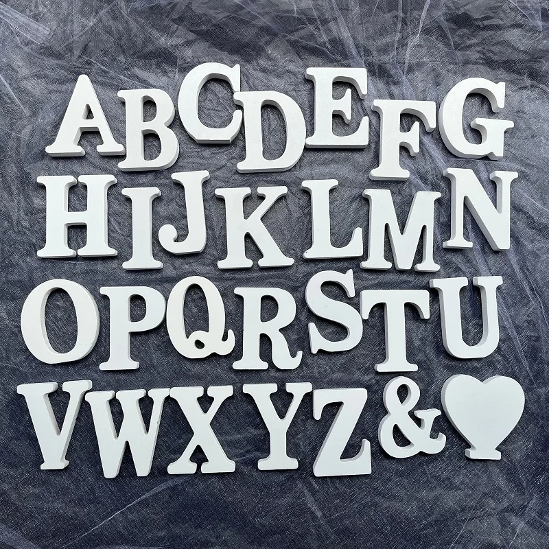 

8CM Large Decorative Letters White Wooden Letters Home Decor Wedding Decoration DIY Personalised Name Design FreeStanding Letter