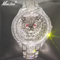 hip hop missfox luxury top brand men watch quartz silver tiger aaa watches stainless steel band street style male jewelry clocks