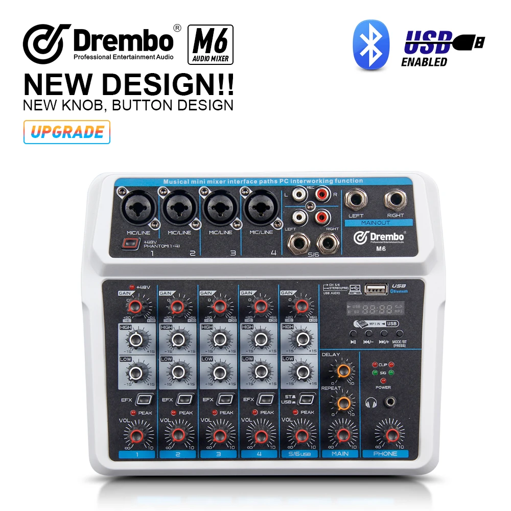 6 канальная портативная цифровая диджейская консоль M6 аудиомиксер со звуковой
