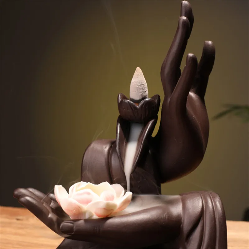 Керамическая горелка для благовоний Будды в ретро стиле Zen Bergamot Lotus держатель