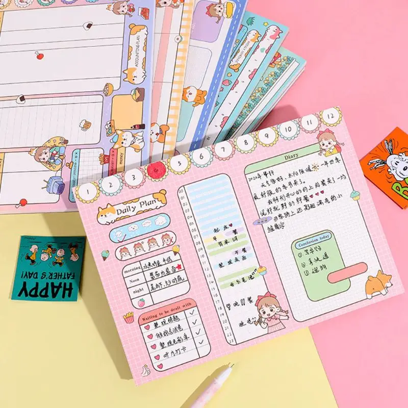 Kawaii Cartoon ежемесячный недельный ежедневник записная книжка блокнот канцелярские