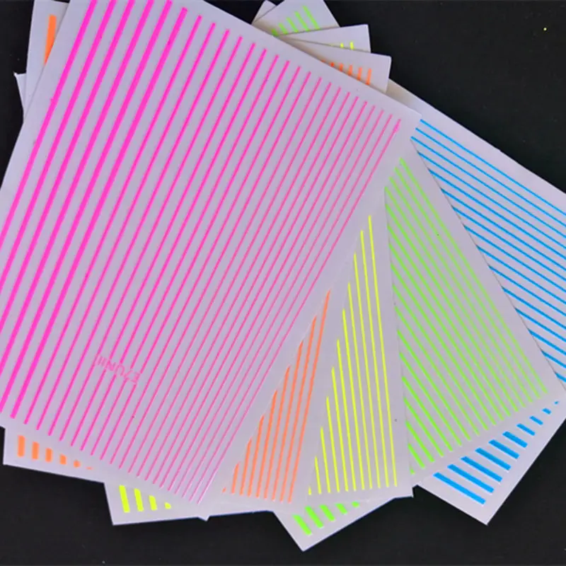 1 шт., 3D флуоресцентная наклейка, кривые полосы, линии, наклейки для ногтей, s клей, полоскание, коснитесь, украшения, инструмент для дизайна ногтей, аксессуары для маникюра