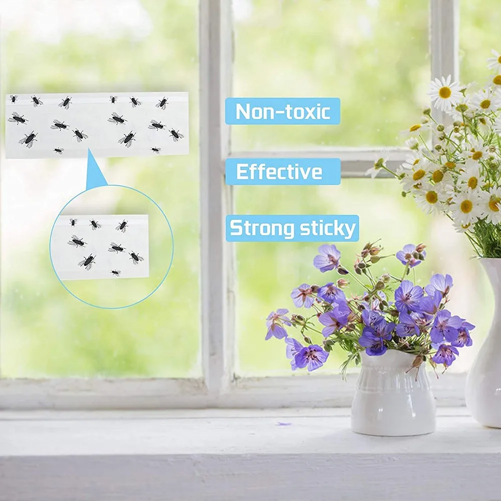 

50 50 Pcs Transparent Window Fly Sticker Fly Trap Paper Adhesive Strip Sticky Catcher