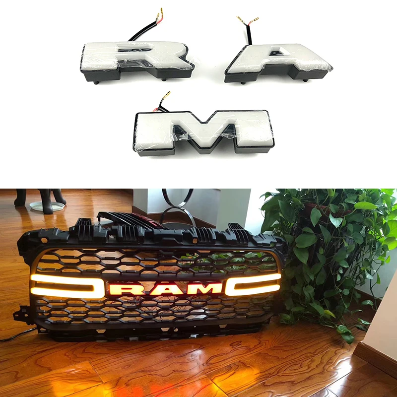 

Fit for Dodge RAM Car Sticker RAM Led Emblem Front Grille letters for Dodge RAM 1500 2500 3500 Car Styling RAM Logo Car Stickers