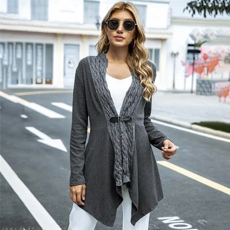 Женский свитер модный длинный кардиган вязаное Дешевое пикантное Женское пальто