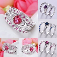 fashion crystal ring classical heart wedding rings for women silver elegant engagement ring tiny zircon valentines jewelry gift
