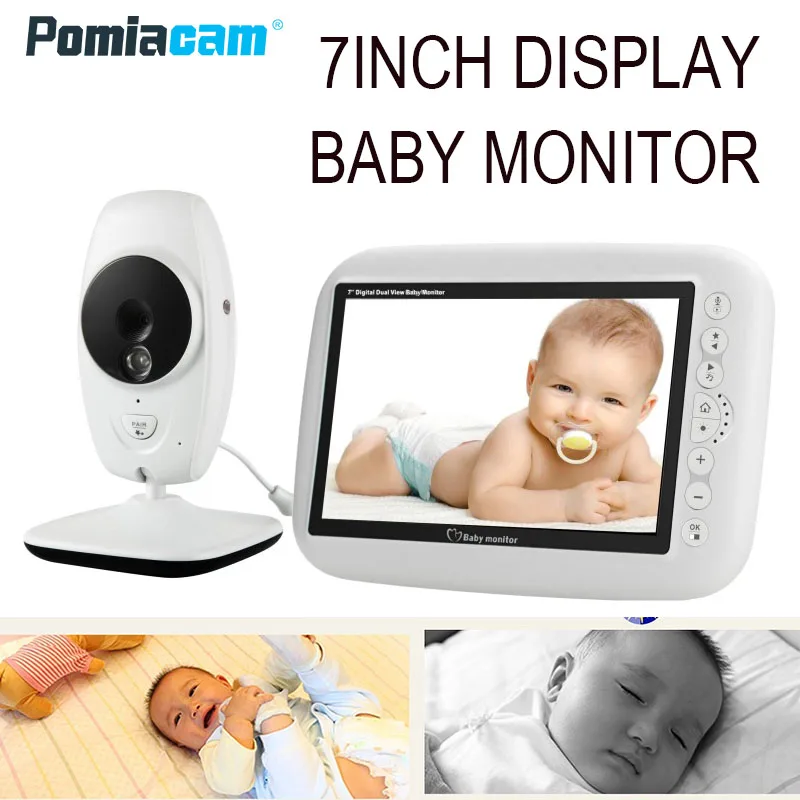 

7-дюймовый цветной видеоняня с высоким разрешением, беспроводная камера безопасности с ночным видением, мониторинг температуры