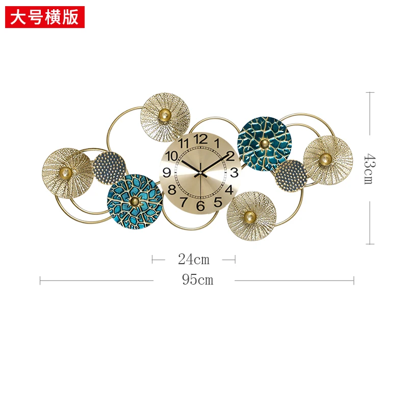 

Fashion Large Wall Clock Iron Luxury American Style Art Mute Digital Wall Clock Living Room Reloj Pared Home Accessories DG50WC