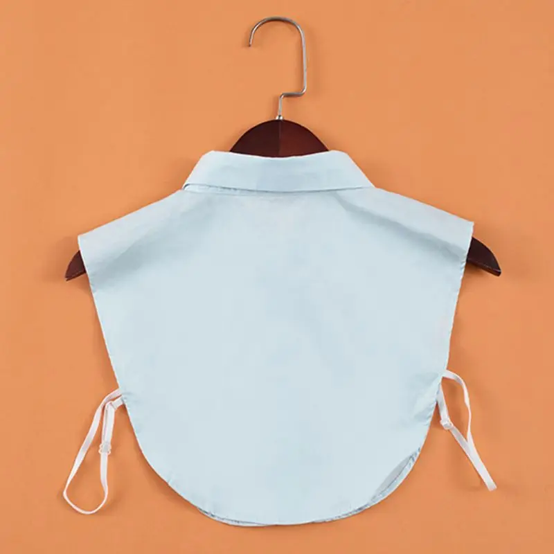 Женская хлопковая блузка с имитацией воротника регулируемая однотонная со