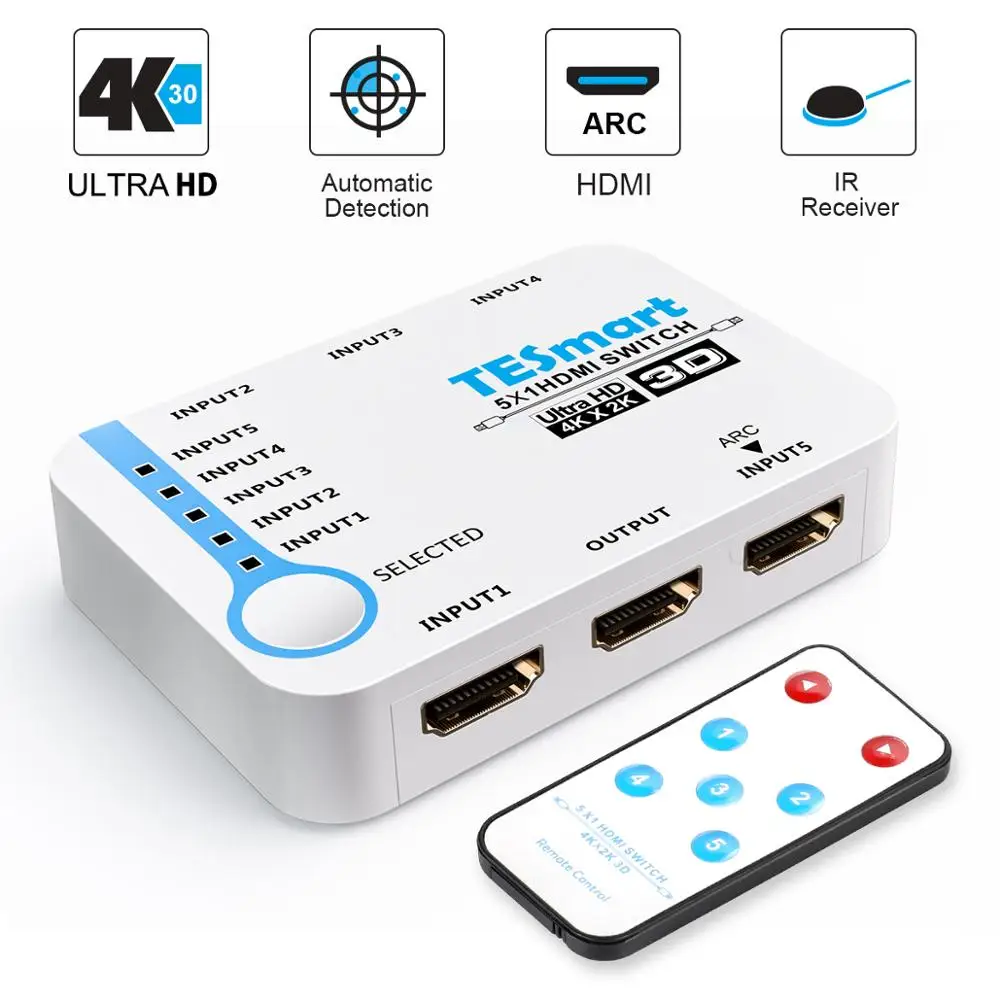 5 в 1 HDMI переключатель сплиттер Поддержка HDTV 1080P 3D 4K белый|hdtv|4k switchhdtv hdmi |
