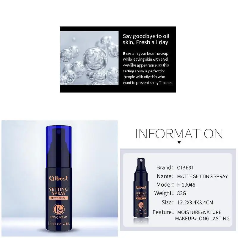 Makeup Setting Fixing Spray Oil Control Moisturizing Long Lasting Matte Finish Hydrating 998 |