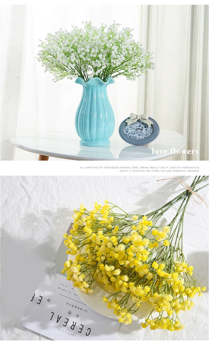 Erxiaobao поддельные семена растений(Гипсофила) Искусственные цветы babysbreat Gypsophila сушеные пластиковые цветы Крытый Свадебный дом украшение