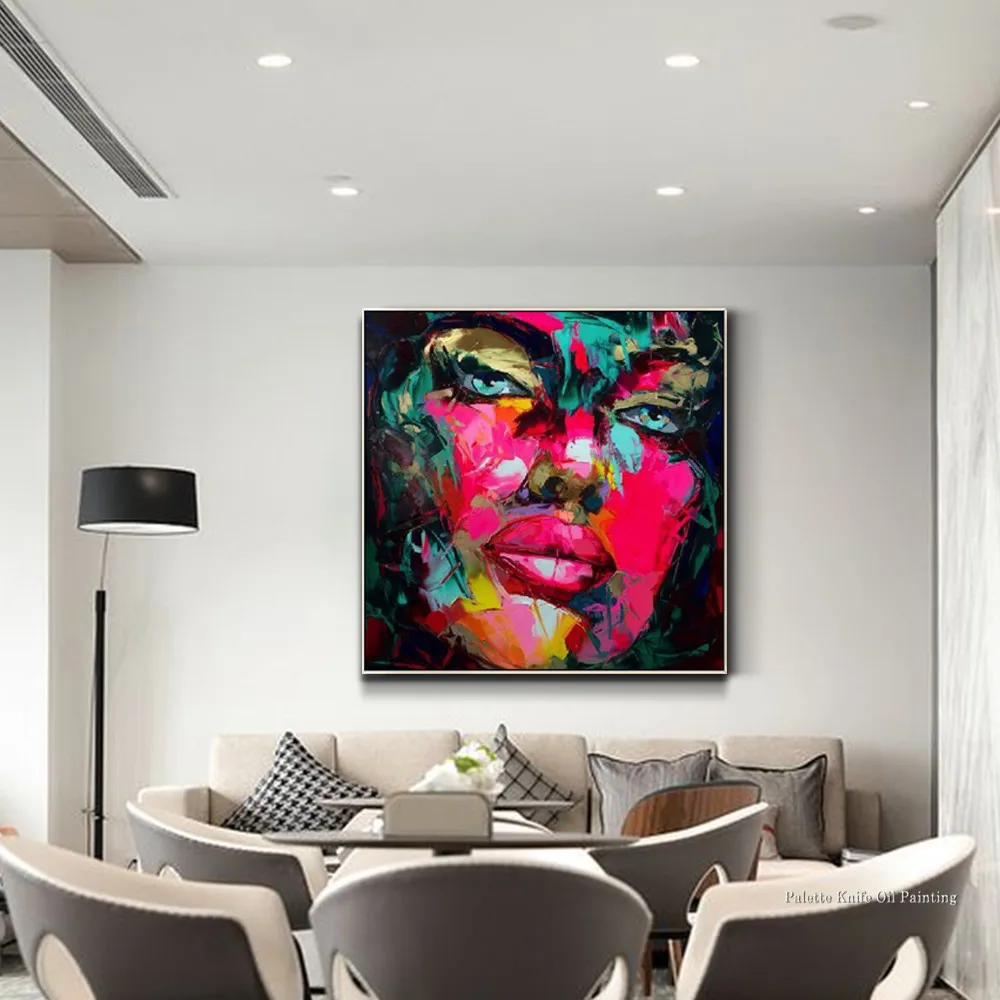 Французский Nielly Ручная роспись холст масляная палитра для рисования нож живопись портрет лицо абстрактная стена искусство для декора гостиной