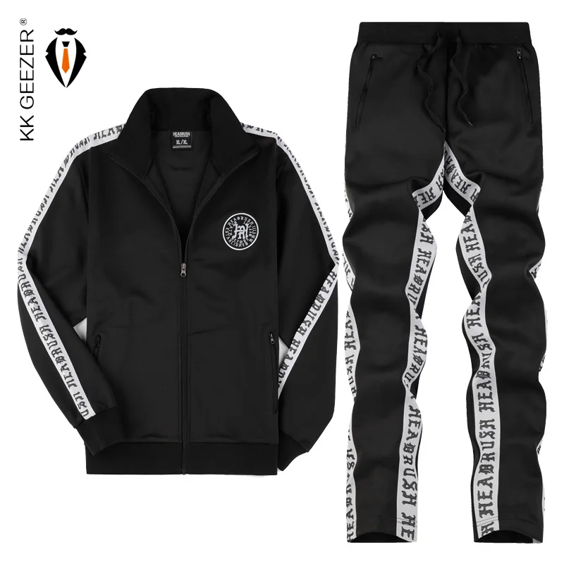 Мужской комплект из куртки и свитеров Черный Повседневный свитшот большого