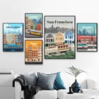 Настенная живопись на холсте Амстердам Лиссабон принты плакат домашний декор для спальни Торонто Рим городской пейзаж модульная рамка для картин