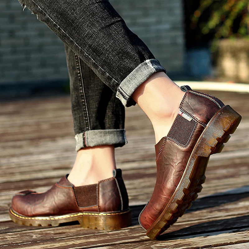 High Quality Genuine Leather Men Shoes Spring Work Safety Casual Fashion Flats Oxfords Loafers Moccasins Big Size 38-47 | Обувь