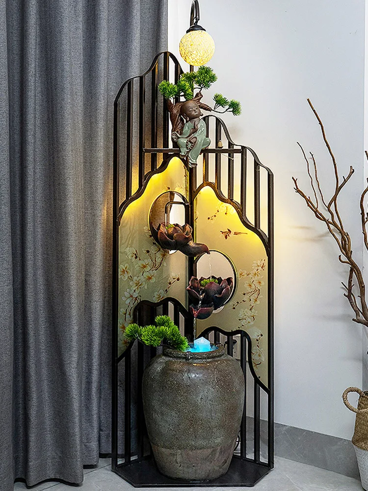 

New Chinese Style Flowing Water Ornaments Living Room Floor Screen Tea Room Decoration Balcony Landscape Fortune Opening Gift