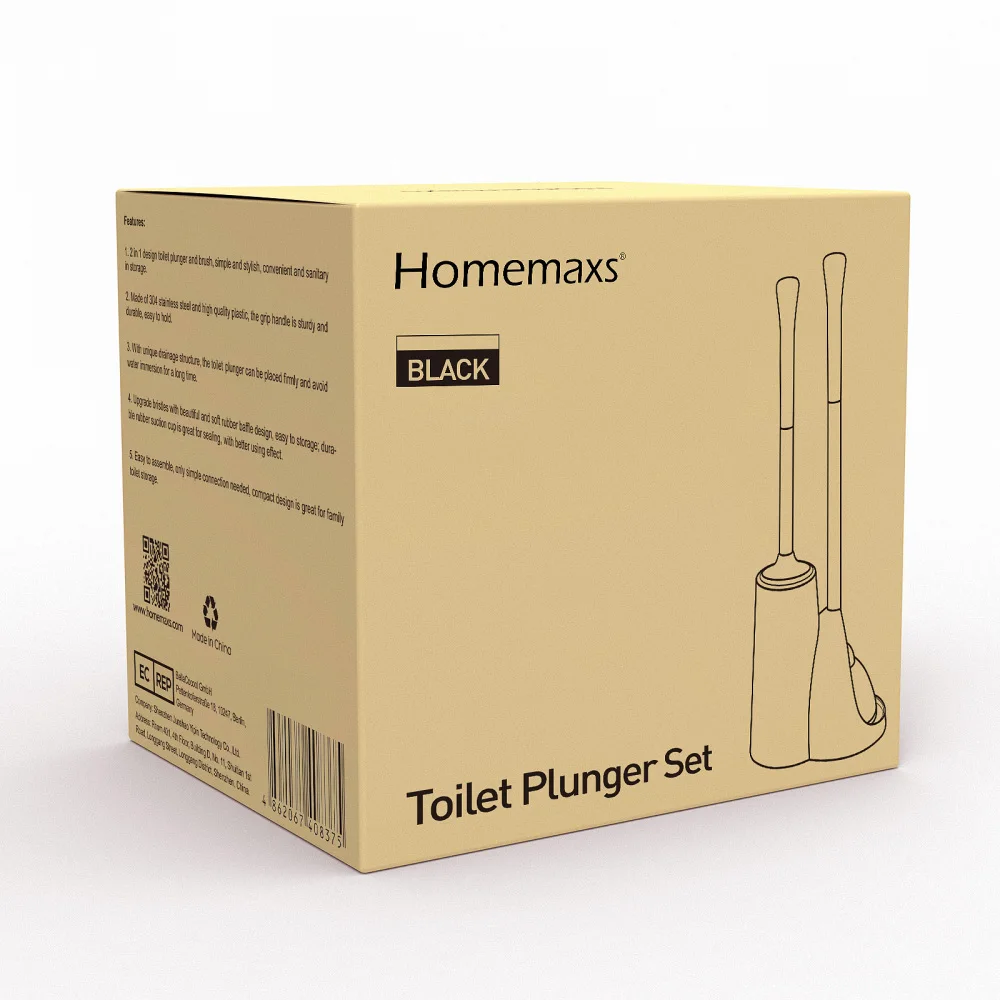 

HOMEMAXS Simple 2 in 1 Toilet Plunger and Brush Ergonomic Toilet Plunger Set Freestanding Toilet Cleaning Tools for Home Bathroo