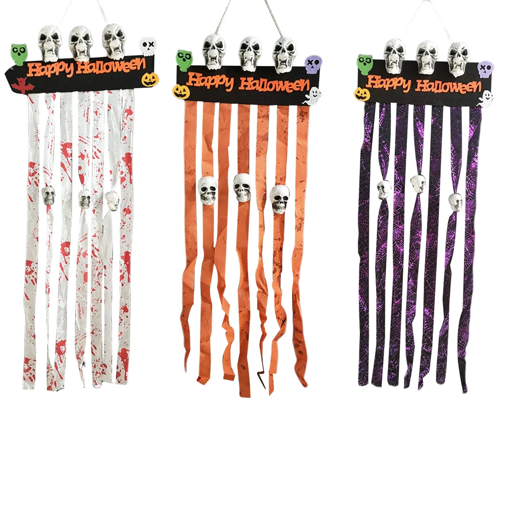 

Halloween Prop Skull Pendants Simulation Stage Curtain Door Pendant for KTV Ghost Festival Horror Tools