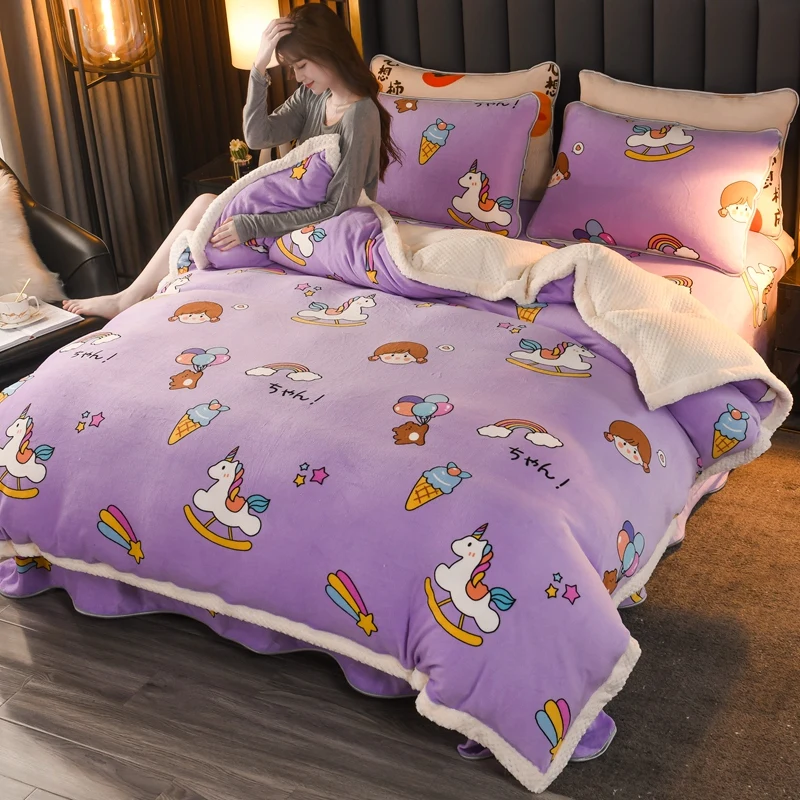 Зимнее одеяло с двойным пододеяльником домашний текстиль фланелевое покрывало 1