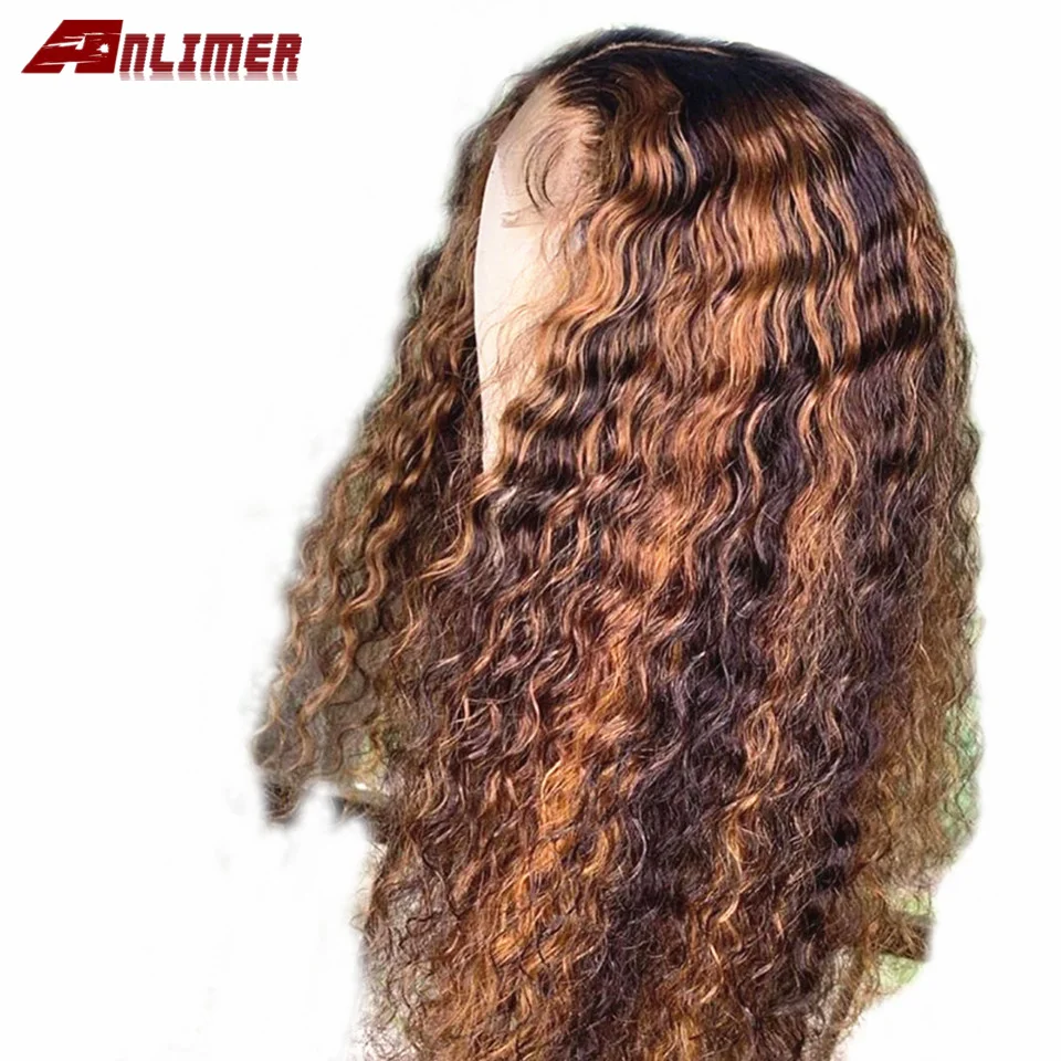 Кудрявый парик эффектом деграде (переход от темного к коричневый Мёд блондинка