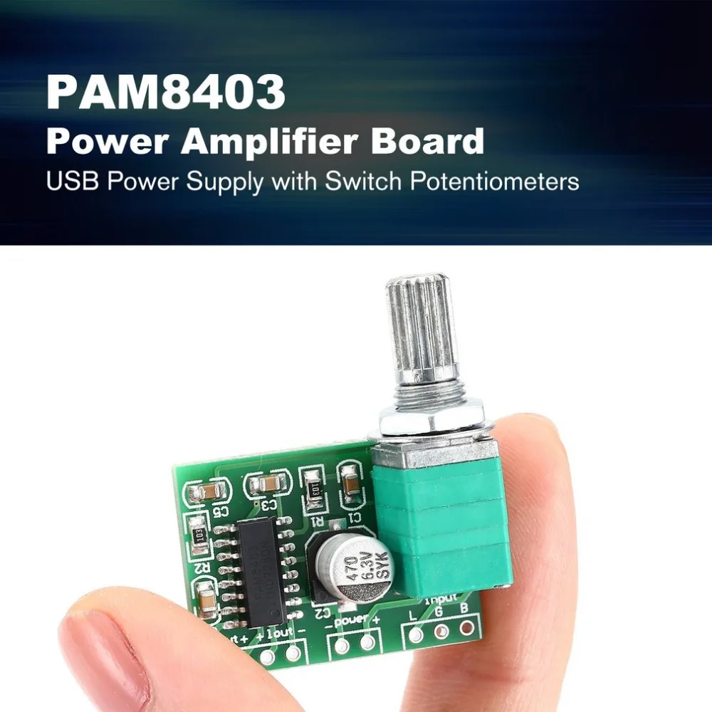 Новый мини PAM8403 DC 5 В 2 канала USB источник питания Hifi цифровой аудио усилитель плата