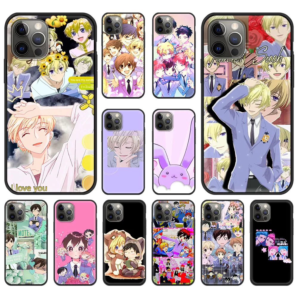 

Ouran High School Host Club Anime Luxury Phone Case For iPhone 13 12 11 Pro MAX XR X SE XS 7 8 Plus Soft Black Matte Cover Shell