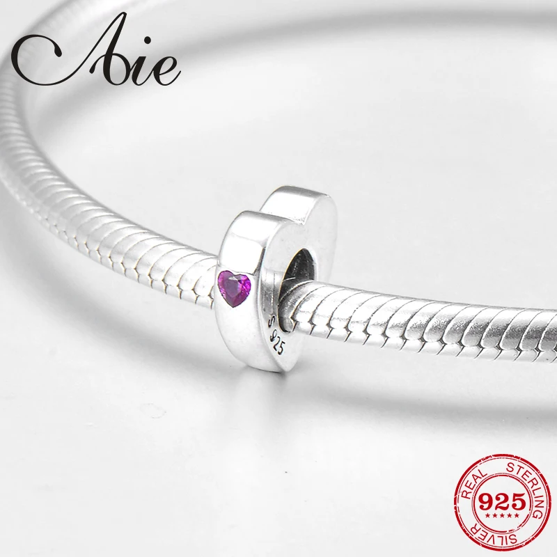 Новинка в форме сердца Стерлинговое Серебро 925 пробы модные сделай сам розовый CZ