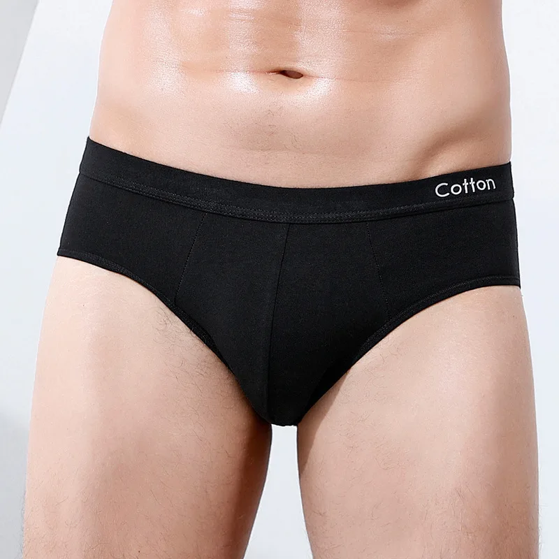 

Summer Casual Men's Briefs Printed Cotton Breathable Men Underpants Sexy Comfortable Solid Color Underwear Refreshing Trend 2021