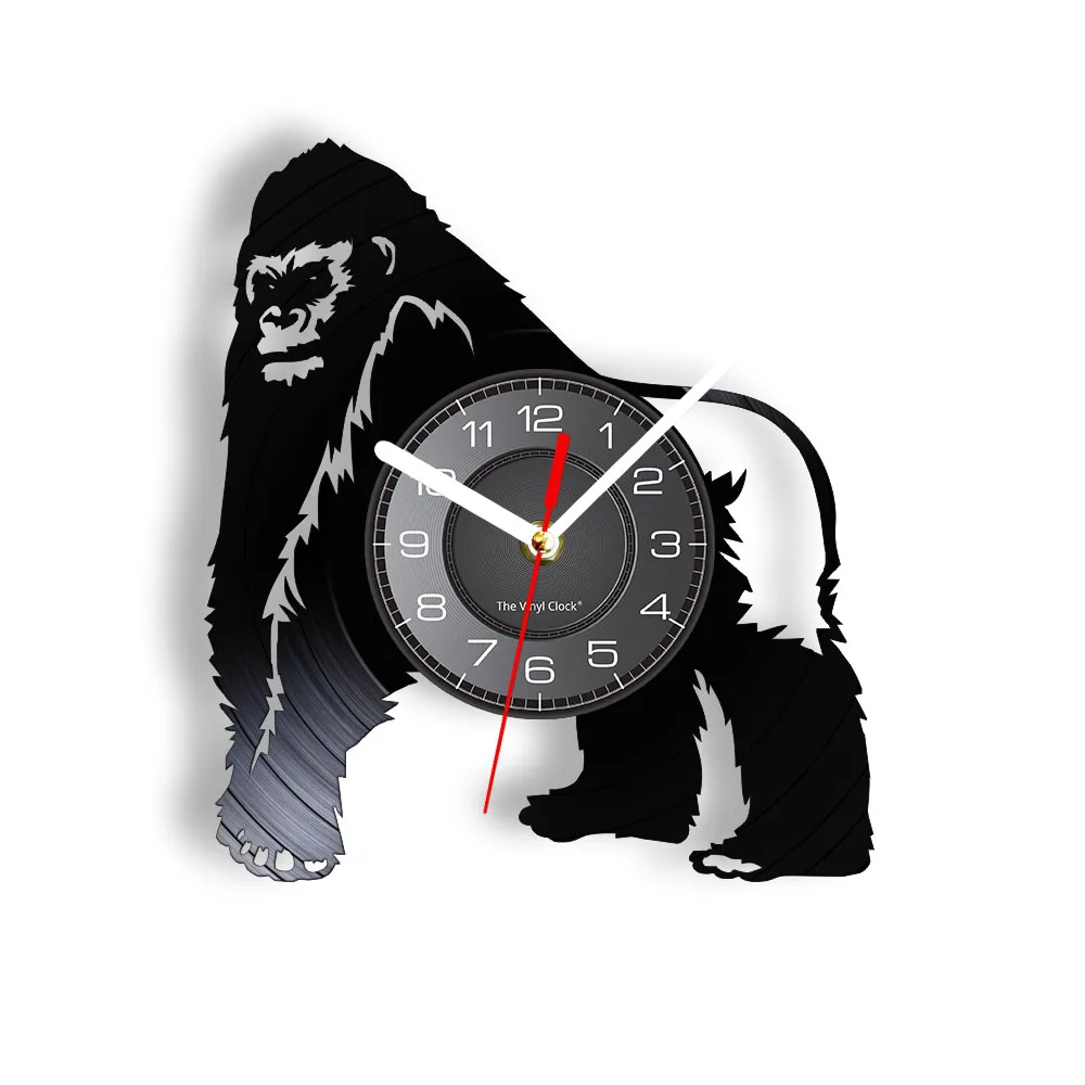 Gorilla Silhouette Giant Movie Monster Inspired Vinyl Record Wall Clock For Home Cinema Jungle Animal Ape Retro Album Wall Clock