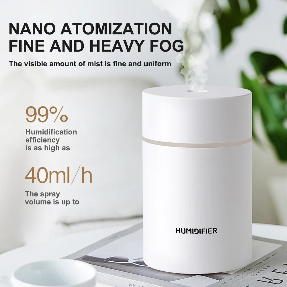 

300ml Air Humidifier Mini Ultrasonic USB Essential Oil Diffuser Car Purifier Aroma Anion Mist Maker for Home Car with LED Night
