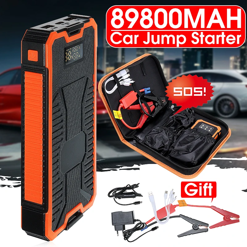Супер мощный автомобильный пусковой стартер с двойным USB выходом аварийный Внешний Аккумулятор Автомобильное зарядное устройство с светодиодный фонарь автомобильное зарядное устройство