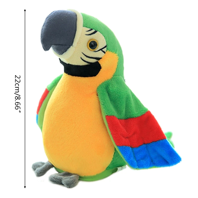 

Electric Plush Parrot Speaking Talking Repeats Waving Education Simulation Bird