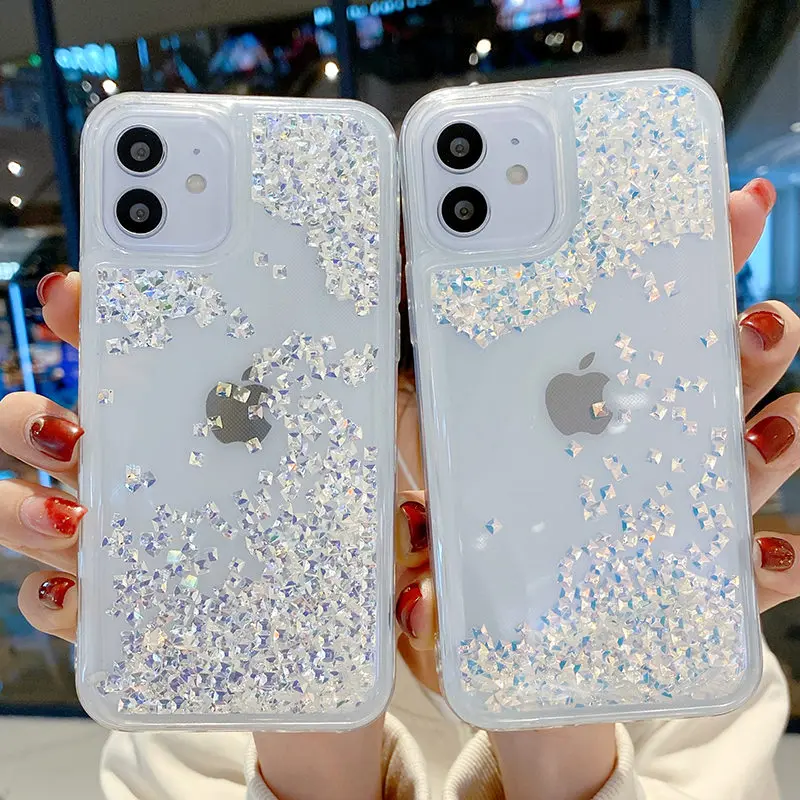 Блестящий чехол Lewelled с сыпучим песком для iPhone 12, 13pro Max, XR, XS Max, X, 7, 8 Plus, 11, 12, 13pro, мягкий прозрачный чехол