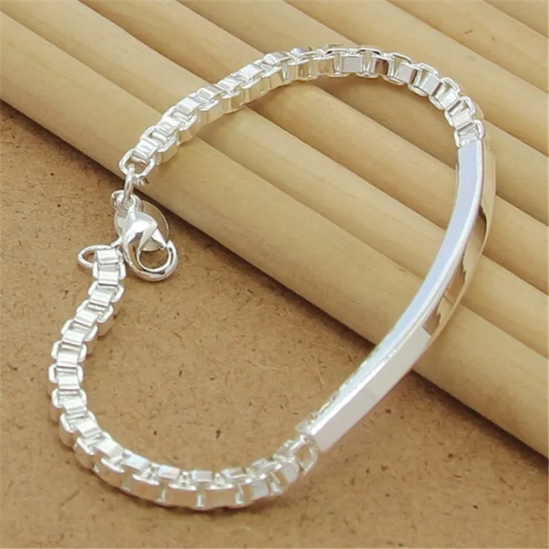 

Fashion 925 Sterling Silver Bracelet 4MM Box Bracelet For Women & Men Venice Bracelet Jewelry Gift