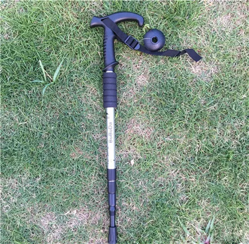 Sliver T-handle Ударопрочность трости телескопические треккинговые походные палки сверхлегкие трости с резиновыми наконечниками протекторы костыль - Цвет: Sliver T-handle